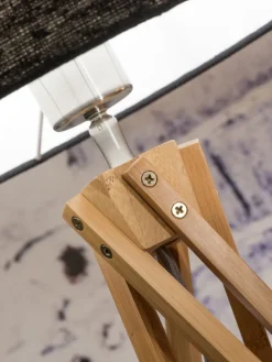 Good&Mojo Vloerlamp bamboe 5-poot Kilimanjaro h.160cm/kap 60x30cm eco linnen wit