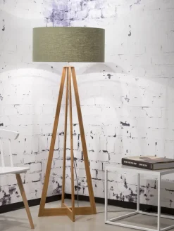 Good&Mojo Vloerlamp bamboe 4-poot Everest linnen green forest