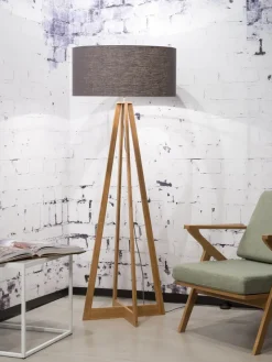 Good&Mojo Vloerlamp bamboe 4-poot Everest linnen donkergrijs
