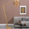 Good&Mojo Vloerlamp Bhutan L bamboe naturel – kap zwart naturel Ø 40 cm