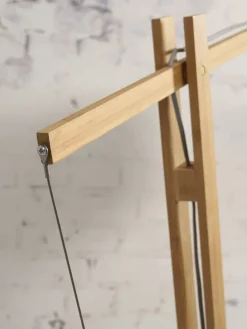 Good&Mojo Vloerlamp Cango bamboe naturel L 207cm kap Ø 60 zwart