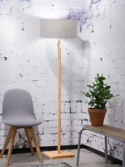 Good&Mojo Vloerlamp Fuji bamboe eco linnen lichtgrijs