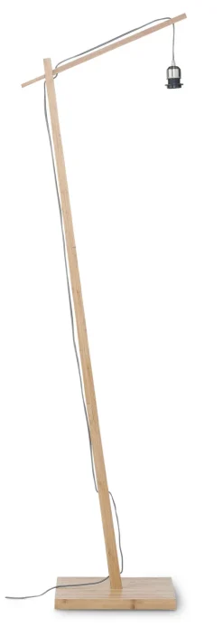 Good&Mojo Vloerlamp Kalimantan bamboe nat.h.176cm/kap horiz.60x15cm zw/nat.