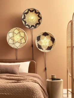 Good&Mojo Wandlamp Andros dia. 45cm zwart/naturel/wit