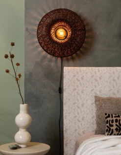 Good&Mojo Wandlamp Arizona bamboe ø50x23cm burgundy S