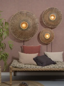 Good&Mojo Wandlamp Bali bamboe 44 x 12 cm zwart/naturel S