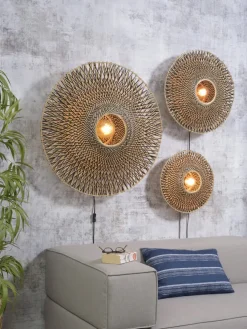 Good&Mojo Wandlamp Bali bamboe 44 x 12 cm zwart/naturel S