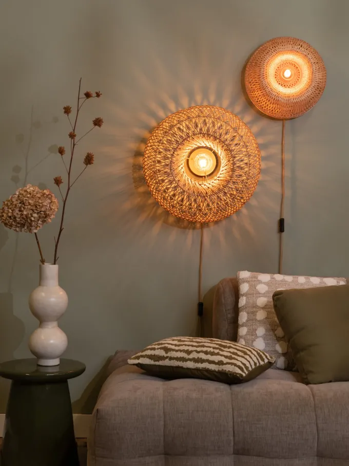 Good&Mojo Wandlamp Barbados bamboe ø35xh.15cm naturel