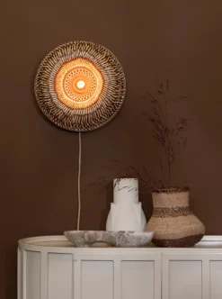 Good&Mojo Wandlamp Barbados bamboe ø35xh.15cm naturel/bruin