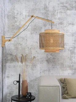 Good&Mojo Wandlamp Bhutan bamboe naturel Ø 40 zwart naturel L