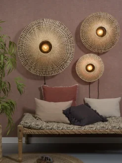 Good&Mojo Wandlamp Kalimantan bamboe plat Ø44 S