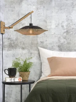 Good&Mojo Wandlamp Kalimantan bamboe naturel Ø44 zwart naturel S