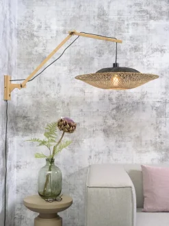 Good&Mojo Wandlamp Kalimantan naturel Ø60 zwart naturel L