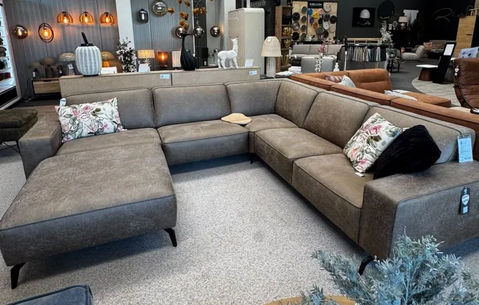 Het Anker Showroommodel Hoekbank Kreta - 3 zits arm - hoek - 2,5 zits - Hocker - Oklahoma Liver