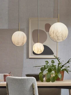 it's about RoMi Hanglamp glas/ijzer Carrara bol wit marmerprint/goud S
