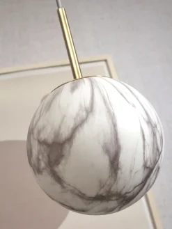 it's about RoMi Hanglamp glas/ijzer Carrara bol wit marmerprint/goud L