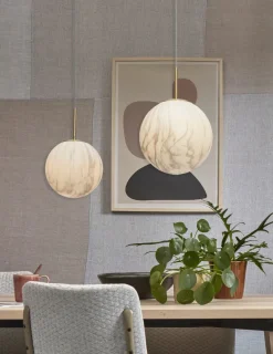 it's about RoMi Hanglamp glas/ijzer Carrara bol wit marmerprint/goud L