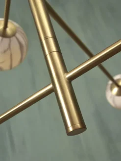 it's about RoMi Hanglamp glas/ijzer Carrara 3-arm met 6 bollen wit marmerprint/goud