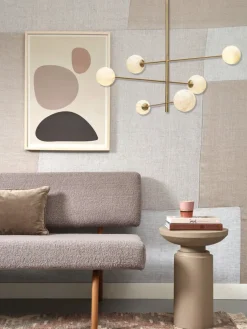 it's about RoMi Hanglamp glas/ijzer Carrara 3-arm met 6 bollen wit marmerprint/goud