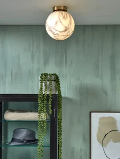it's about RoMi Plafonniere glas/ijzer Carrara bol wit marmerprint/goud S