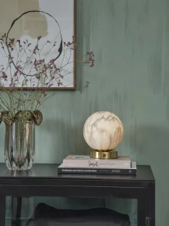 it's about RoMi Tafellamp glas/ijzer Carrara bol wit marmerprint/goud