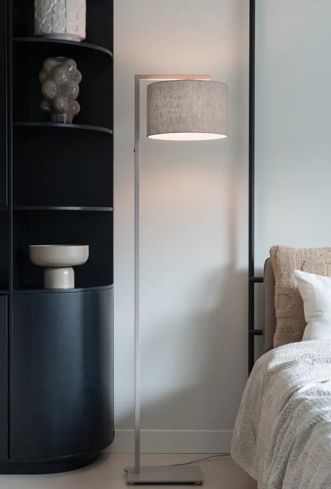 it's about RoMi Vloerlamp Boston zand/kap 3220 linnen donker