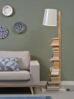 it's about RoMi Vloerlamp ijzer/hout Cambridge voor boeken naturel/ wit