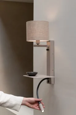 it's about RoMi Wandlamp Florence+leeslamp zand/kap 1815 linnen donker