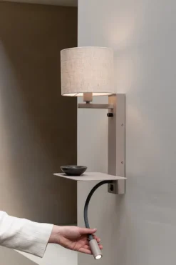 it's about RoMi Wandlamp Florence+leeslamp zand/kap 1815 linnen licht