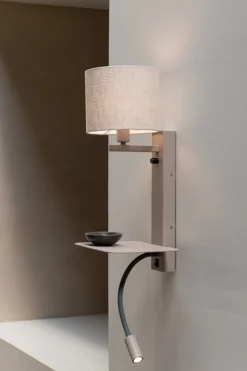 it's about RoMi Wandlamp Florence+leeslamp zand/kap 1815 linnen licht