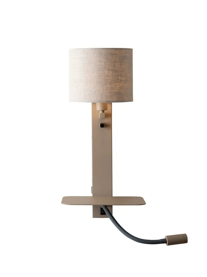 it's about RoMi Wandlamp Florence+leeslamp zand/kap 1815 linnen licht