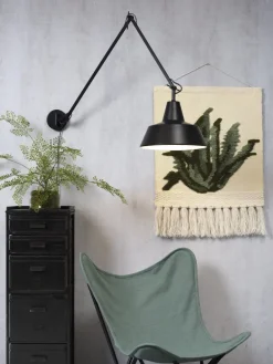it's about RoMi Wandlamp ijzer Chicago h.80cm/l.60-130cm mat zwart