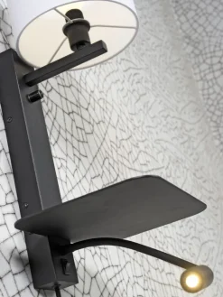 it's about RoMi Wandlamp ijzer Florence plank+usb+leeslamp 15000hrs incl. dimmer wit