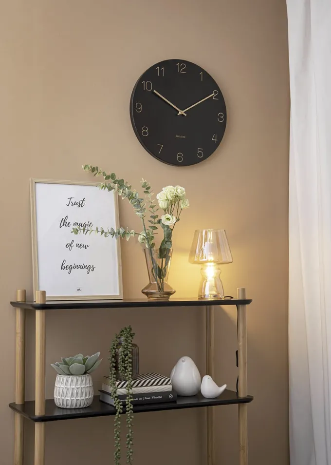 Karlsson Wandklok Charm Engraved Numbers zwart Ø 40 cm