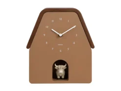 Karlsson Wandklok Highland Cow Cuckoo - mokka bruin
