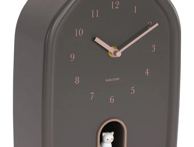 Karlsson Wandklok Modern Kitty bruin