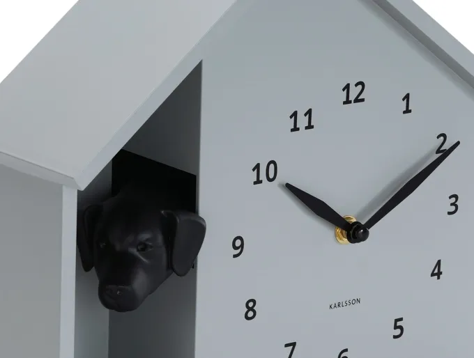 Karlsson Wandklok Peeking Doggy muisgrijs