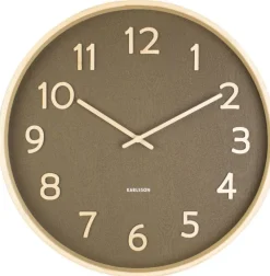 Karlsson Wandklok Pure Wood Grain mosgroen Ø 40 cm