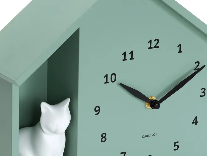 Karlsson Wandklok Sitting Cat grijs groen