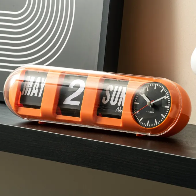 Karlsson Wandklok Tube Flip oranje