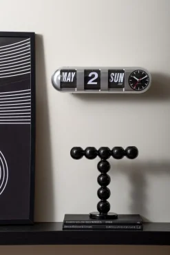 Karlsson Wandklok Tube Flip zilver