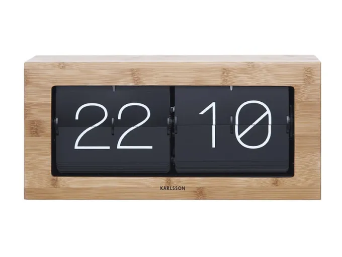 Karlsson Wand-/Tafelklok Boxed Flip XL Bamboo