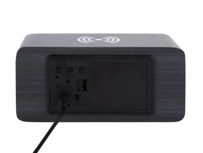 Karlsson Wekker Block met telefoonoplader LED zwart