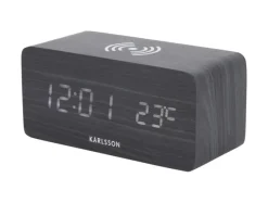 Karlsson Wekker Block met telefoonoplader LED zwart