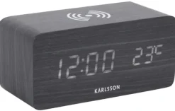 Karlsson Wekker Block met telefoonoplader LED zwart