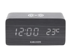 Karlsson Wekker Block met telefoonoplader LED zwart