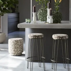 Light en Living Barkruk Ø41x73 cm ALICE groen-grijs+beige+bruin-brons