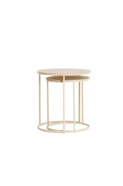 Light en Living Bijzettafel Set van 2 SADAR zand + lichtbruin gespikkeld
