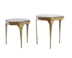 Light en Living Bijzettafel Set van 2 max 50x45,5x50 cm AVI glas smoke+antiek brons