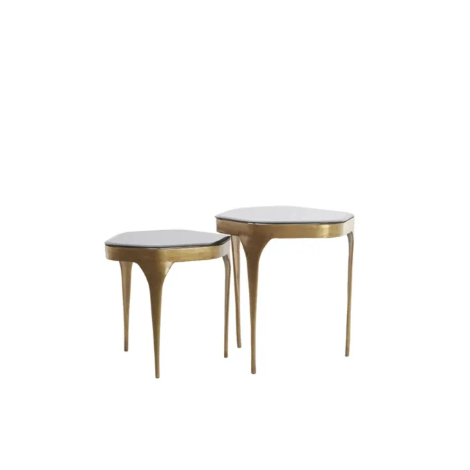 Light en Living Bijzettafel Set van 2 max 50x45,5x50 cm AVI glas smoke+antiek brons